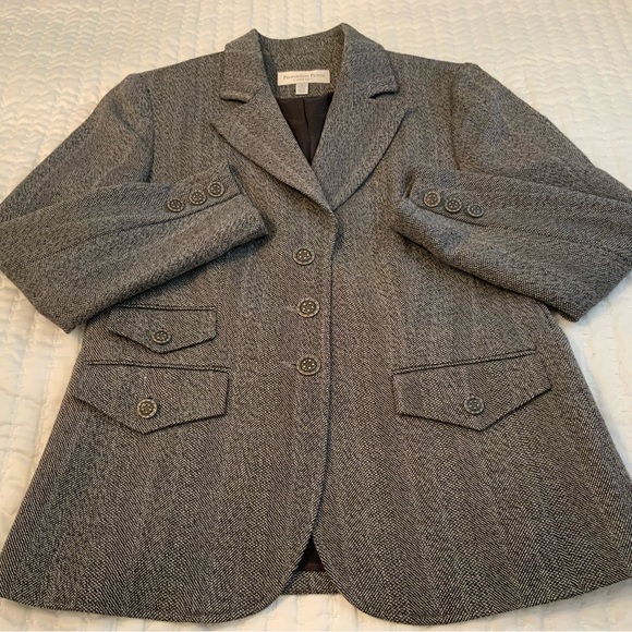 Proportion Pettite Conrad C Wool Blend Blazer Jacket Grey Size 6 - Picture 4 of 7